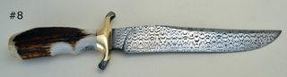 300 layer laddered W pattern 8" Damascus blade and Damascus guard ends