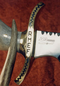 Close up of the guard on the RMEF Elk Knife